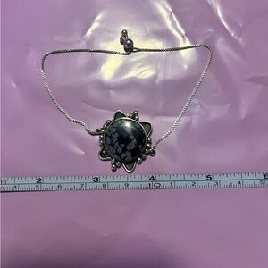 Snowflake Obsidian Bolo style bracelet .925